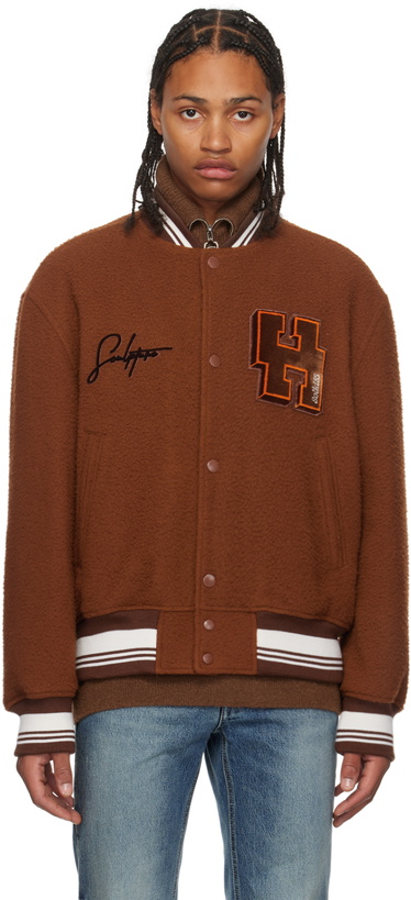Photo: Solid Homme Brown Patch Bomber Jacket