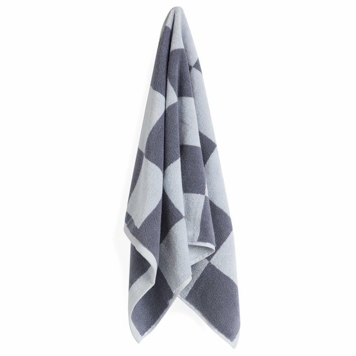 Photo: HAY Check Hand Towel in Steel Blue 