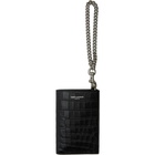 Saint Laurent Black Croc Logo Chain Wallet