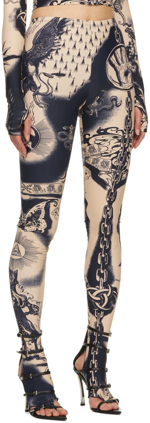 Jean Paul Gaultier Beige Graphic Leggings