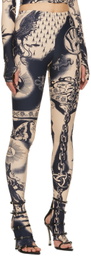 Jean Paul Gaultier Beige Graphic Leggings