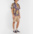 Wacko Maria - Camp-Collar Printed Gauze Shirt - Purple