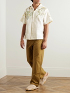 Story Mfg. - Greetings Embroidered Tie-Dyed Cotton and Linen-Blend Shirt - Neutrals