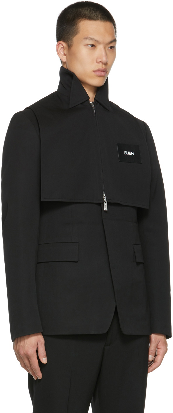 Sean Suen Black Logo Patch Vest