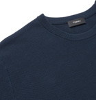 Theory - Riland Cotton-Blend Piqué Sweater - Blue