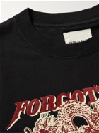 Nicholas Daley - Forgotten Fury Flocked Printed Cotton-Jersey T-Shirt - Black