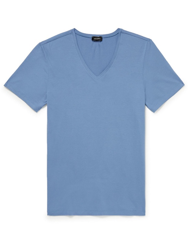 Photo: HANRO - Stretch-Cotton Jersey T-Shirt - Blue