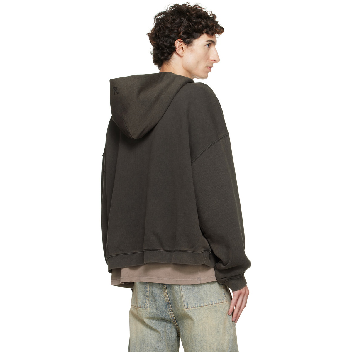 Represent Brown Initial Boxy Oversized Zip Hoodie