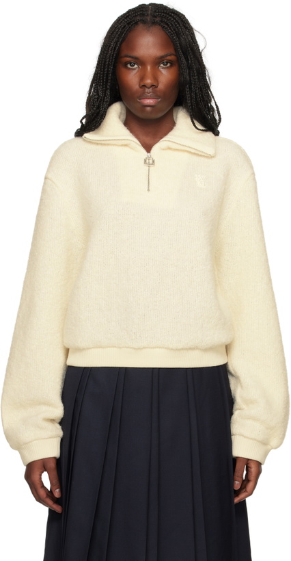 Photo: WOOYOUNGMI Off-White Knit Half Zip-Up Sweatshirt