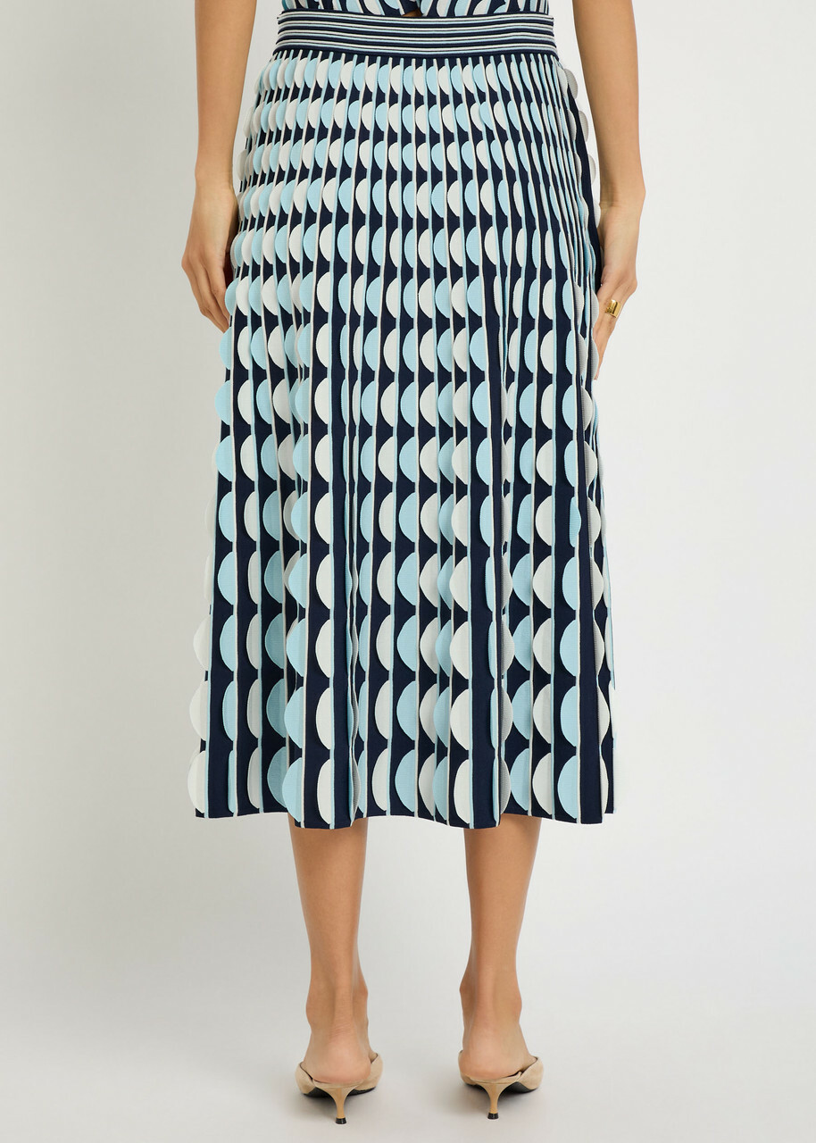 Simkhai Micah Scalloped Knit Midi Skirt Blue