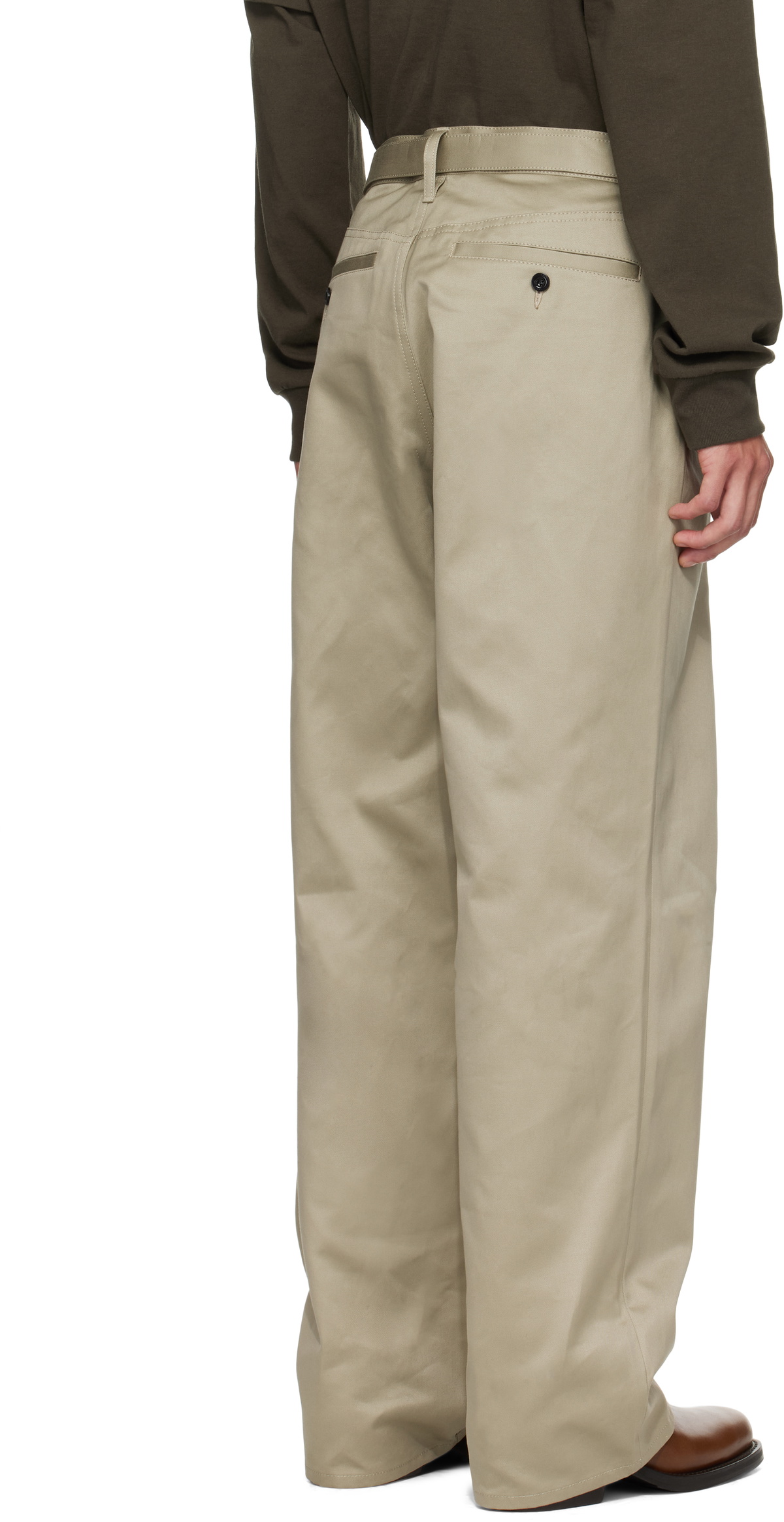 sacai Beige Cotton Chino Trousers Sacai