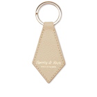 Sporty & Rich Grained Leather Key Chain in Cream