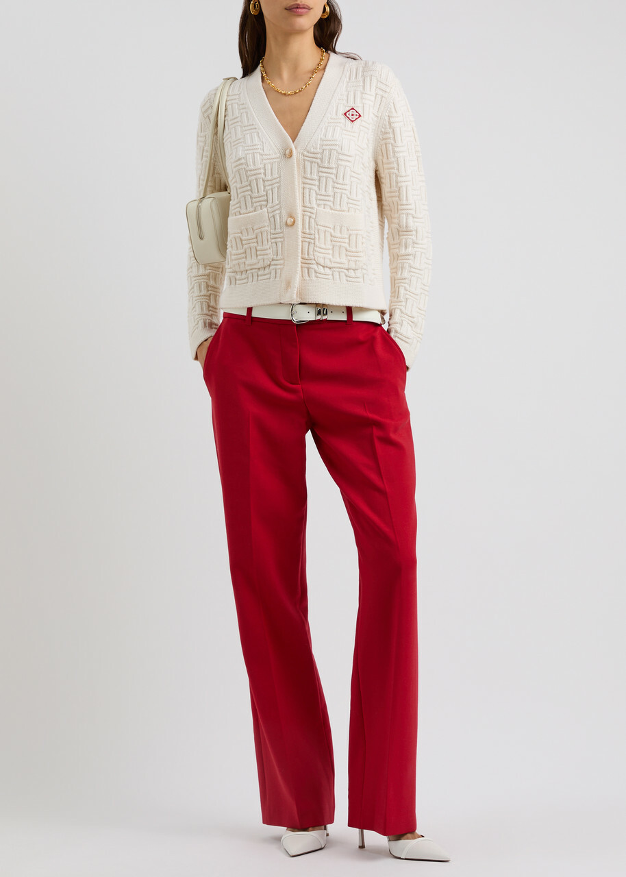 Casablanca Logo Wool-blend Cardigan White