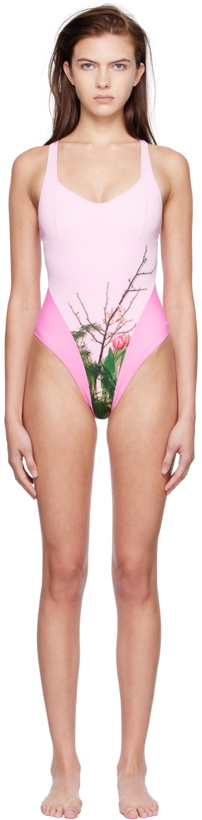 Photo: Stockholm (Surfboard) Club SSENSE Exclusive Pink Dani One-Piece Swimsuit