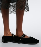 Simone Rocha Embellished velvet Mary Jane flats