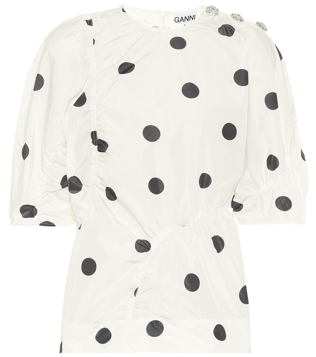 GANNI ポルカドットブラウス Polka-Dot Satin Corset Blouse | GANNI US