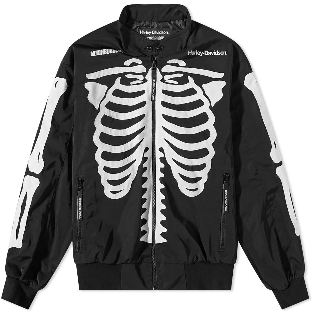 Neighborhood x Harley Davidson Racing Bones Jacket in Black/White