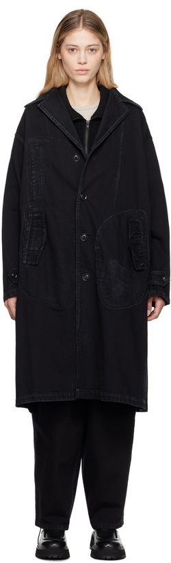 Photo: Y's Black Faded Denim Coat