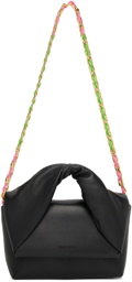 JW Anderson Black Midi Silicone Strap Twister Shoulder Bag