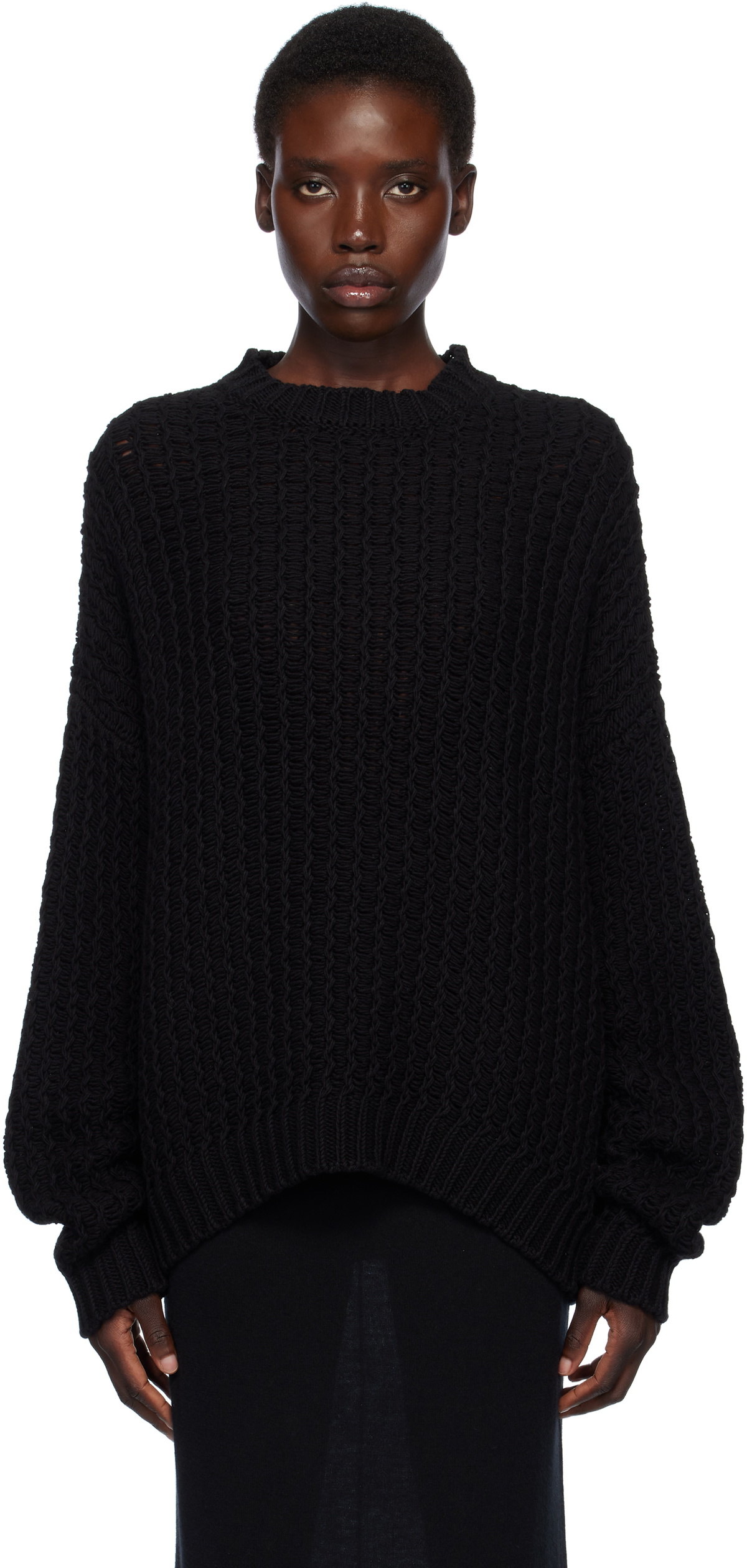 Lauren Manoogian Black Rack Crewneck Sweater