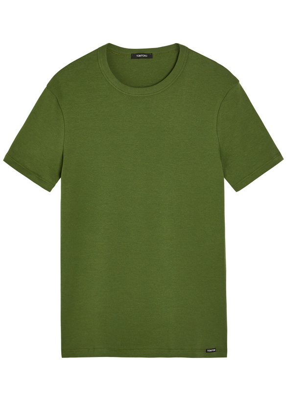 Photo: Tom Ford Crew-neck Stretch-cotton T-shirt Green