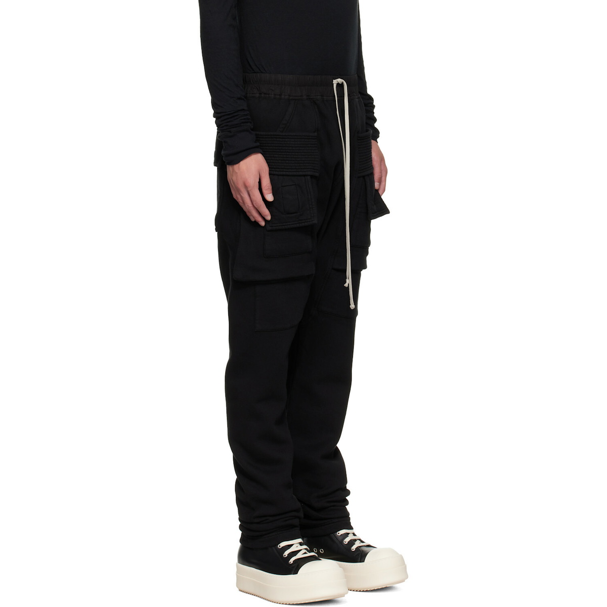 Rick Owens DRKSHDW Black Tower Creatch Drawstring Cargo Pants