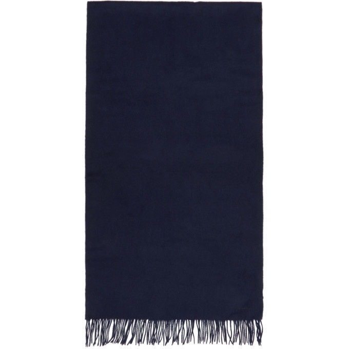 Photo: PS by Paul Smith Navy Wool Plain Scarf