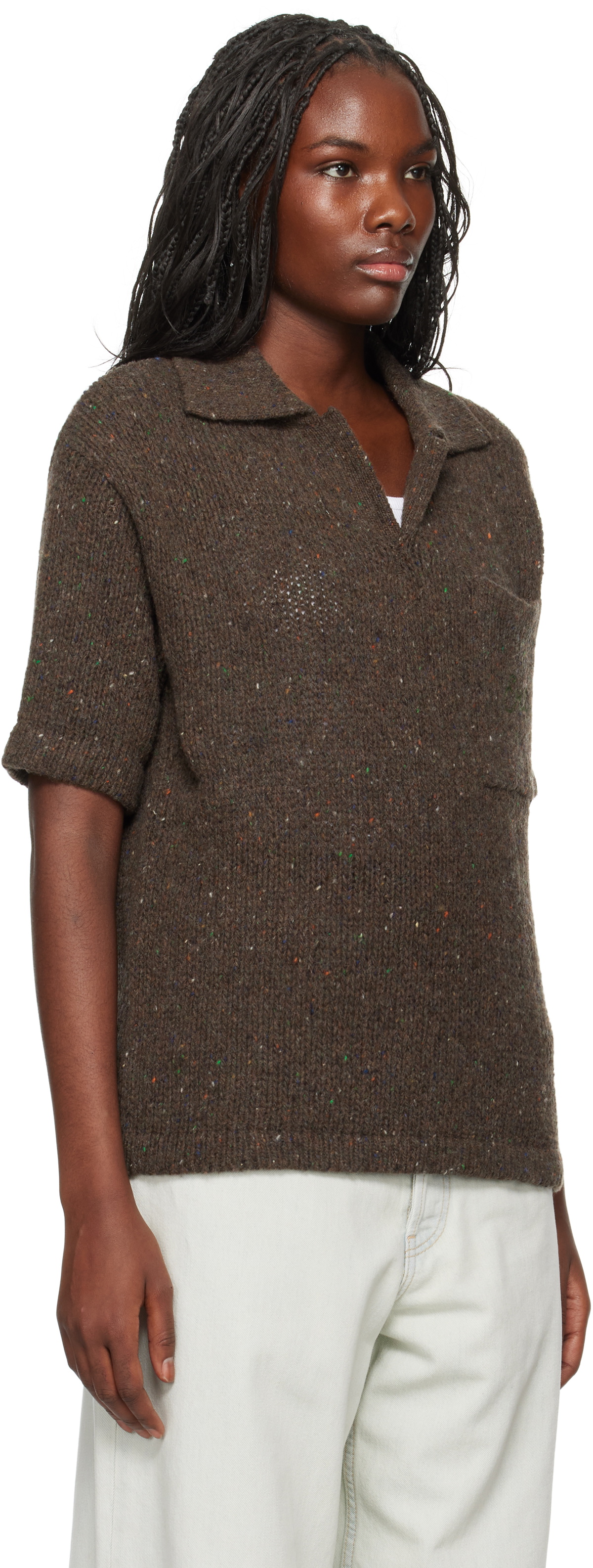 ERL Brown Wool Polo