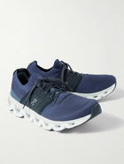 ON - Cloudswift 3 Rubber-Trimmed Stretch-Knit Running Sneakers - Blue