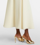 Self-Portrait Belted peplum crêpe midi dress