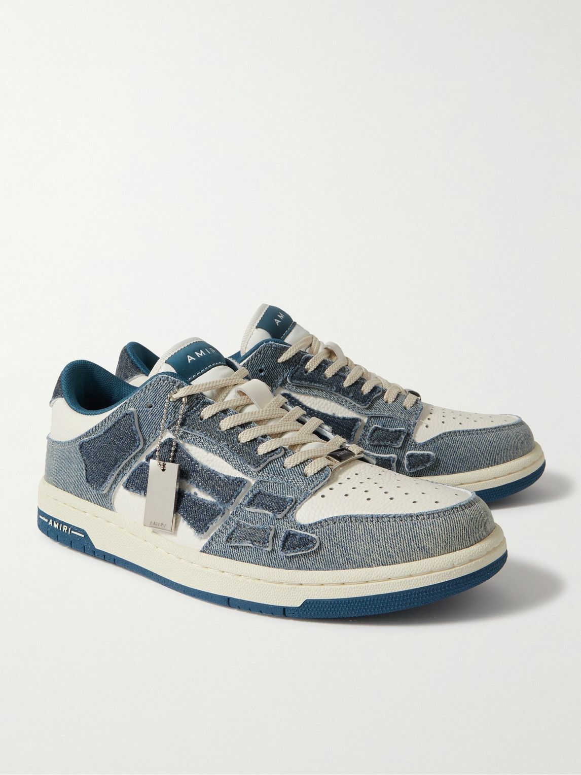 AMIRI - Skel-Top Colour-Block Leather and Denim Sneakers