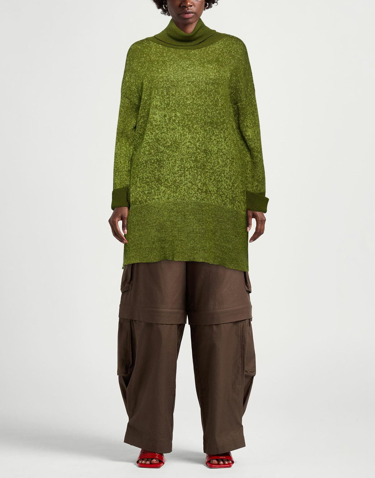 Manila Grace Womens Turtleneck Military in Green