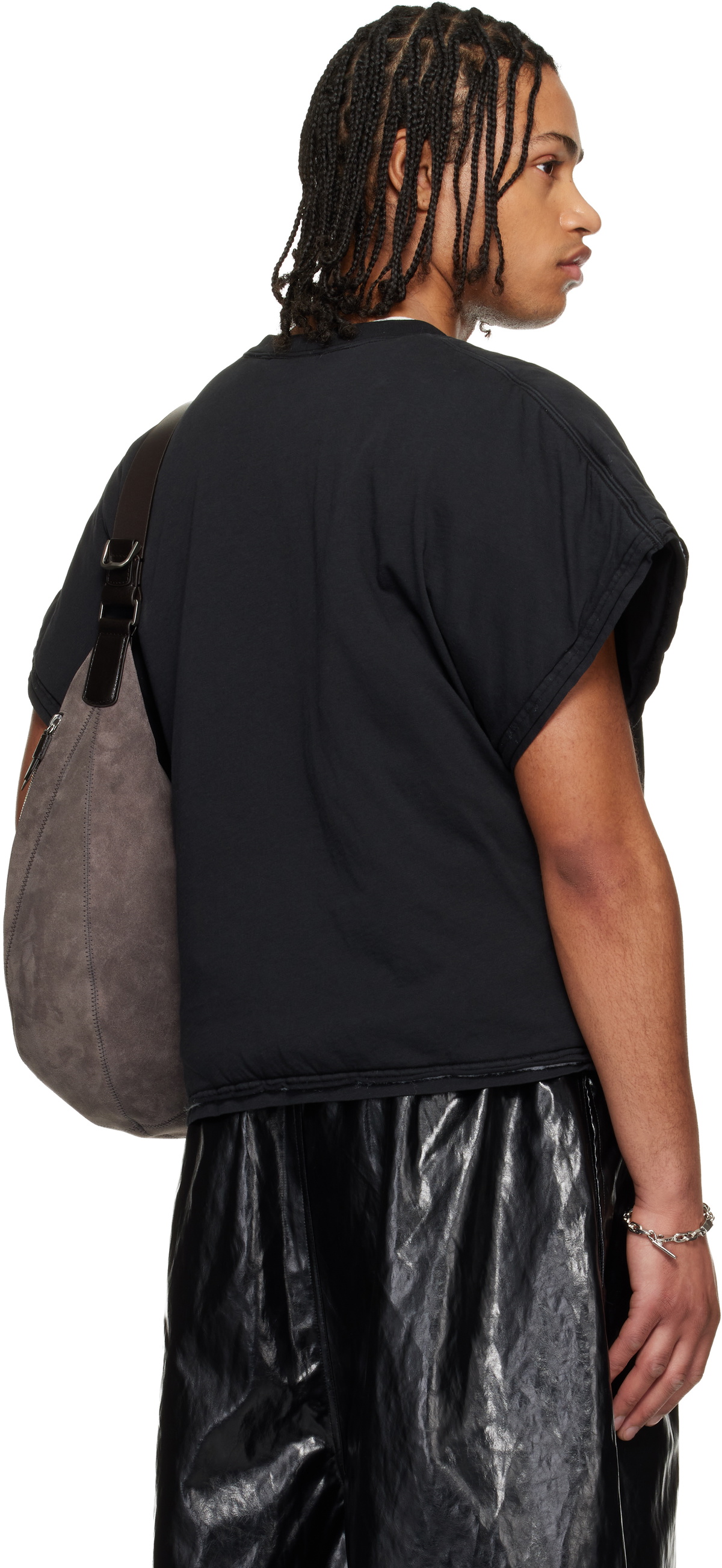 LU'U DAN Black Wadded Pocket T-shirt