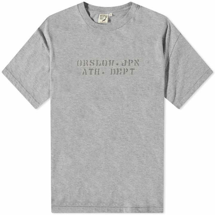Photo: orSlow Men's JPN Ath Dept Print T-Shirt in Heather Grey