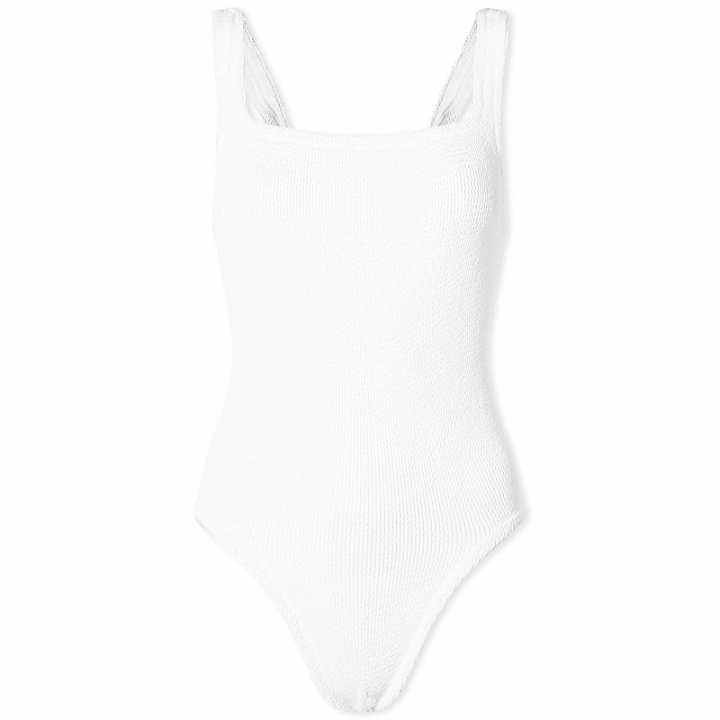 Photo: Hunza G Women's Square Neck Swimsuit in White 