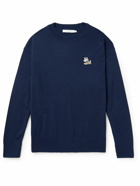 Maison Kitsuné - Logo-Appliquéd Wool Sweater - Blue