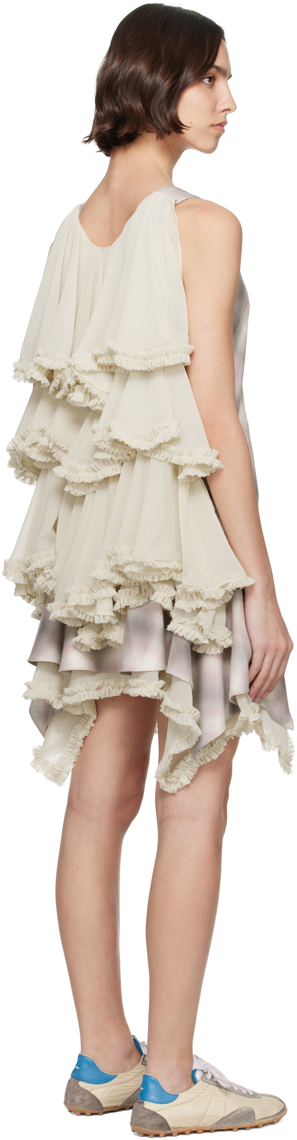 Collina Strada Purple & Off-White Phlox Minidress