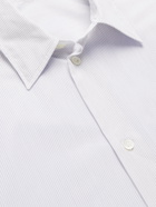 LOEWE - Asymmetric Logo-Embroidered Pinstriped Cotton-Poplin Shirt - White