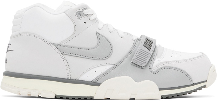Photo: Nike White & Gray Air Trainer 1 Sneakers