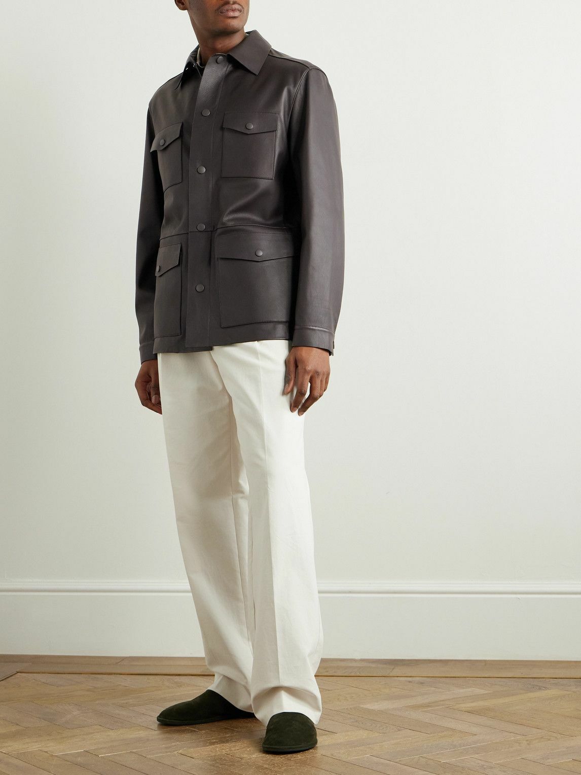 Canali - Leather Overshirt - Brown