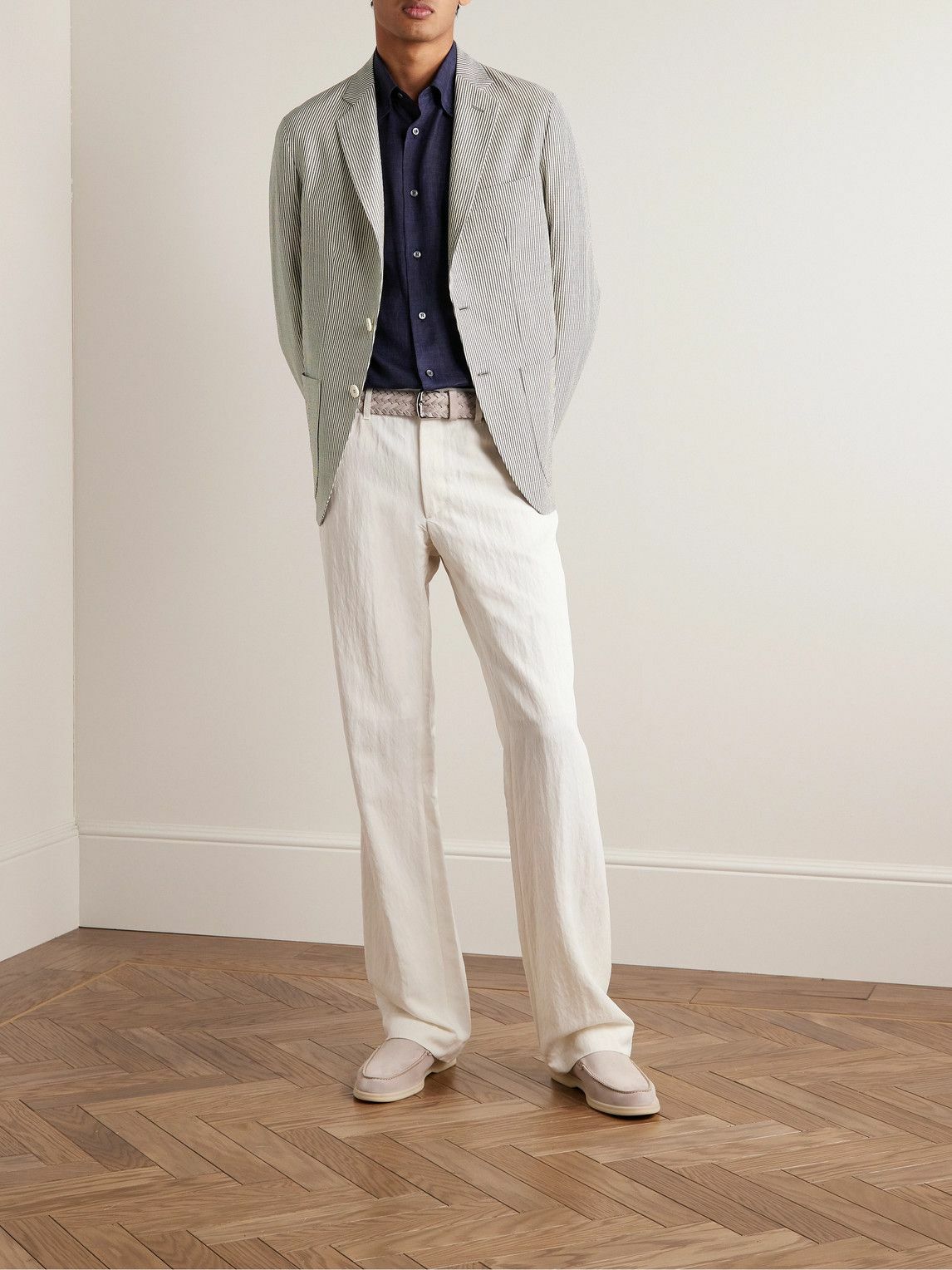Loro Piana - Striped Virgin Wool-Blend Blazer - Blue