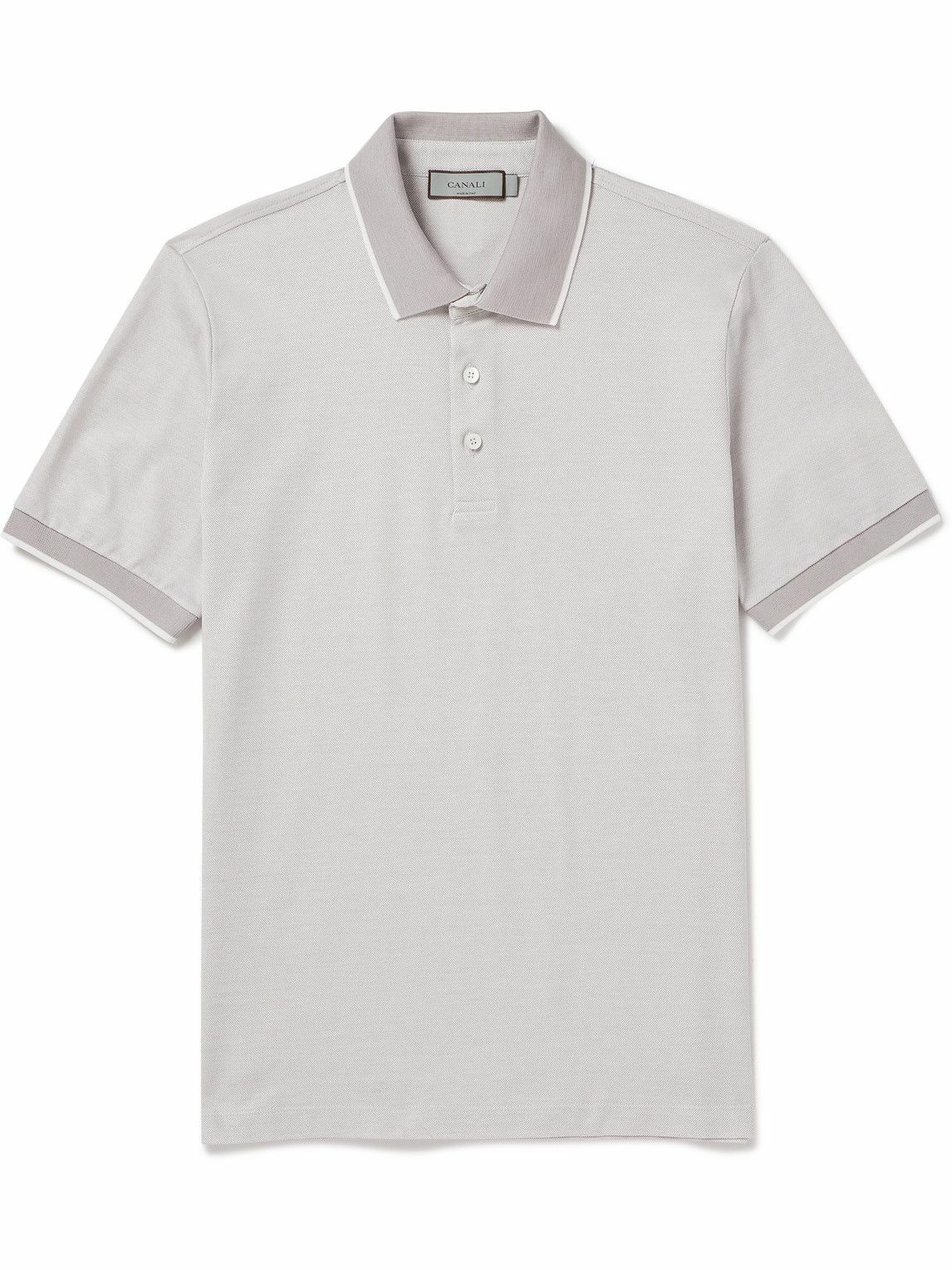Photo: Canali - Cotton-Piqué Polo Shirt - Neutrals