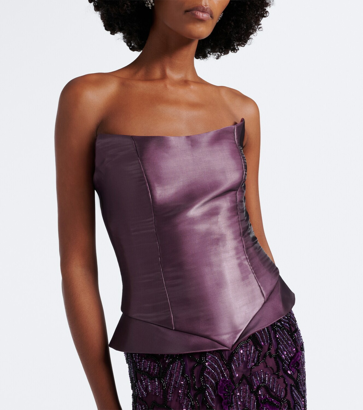 Là Fuori Iris embellished silk corset gown