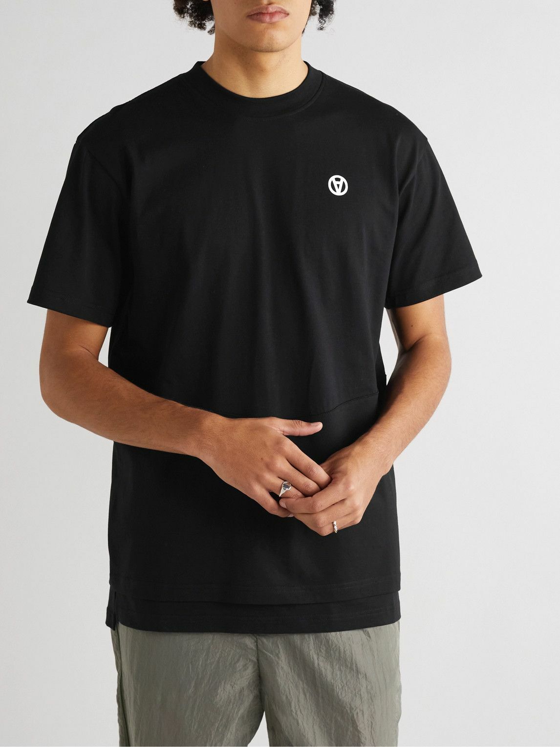 ACRONYM - Printed Layered Cotton-Jersey T-Shirt - Black Acronym