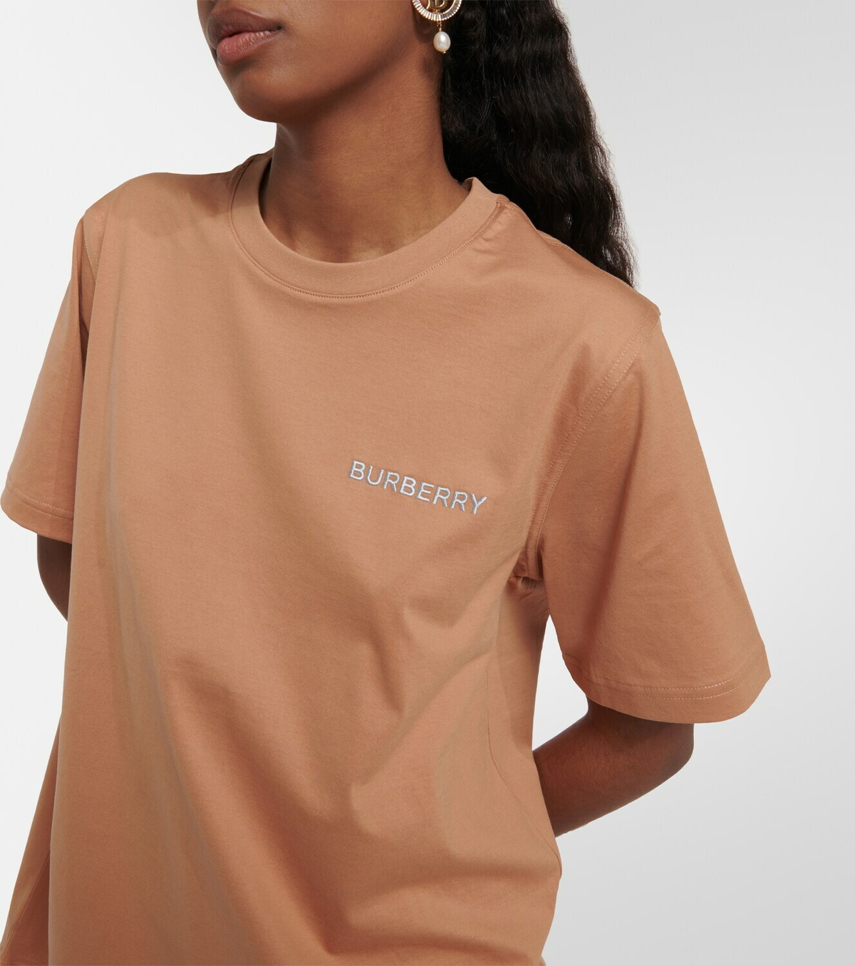 【関税&送料込】Burberry Peach Cotton T-Shirt Burberry - Cotton jersey T-shirt Burberry