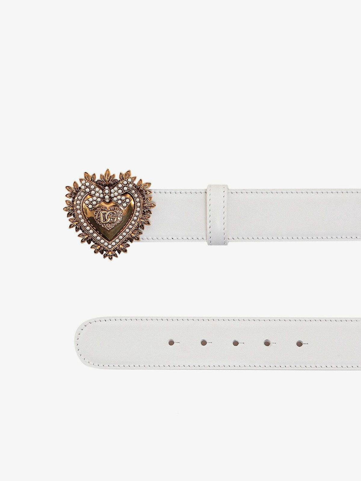 White Dolce Gabbana Belt Calfskin Belt With DG Logo In White For