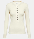 Bottega Veneta Ribbed-knit cotton-blend henley shirt