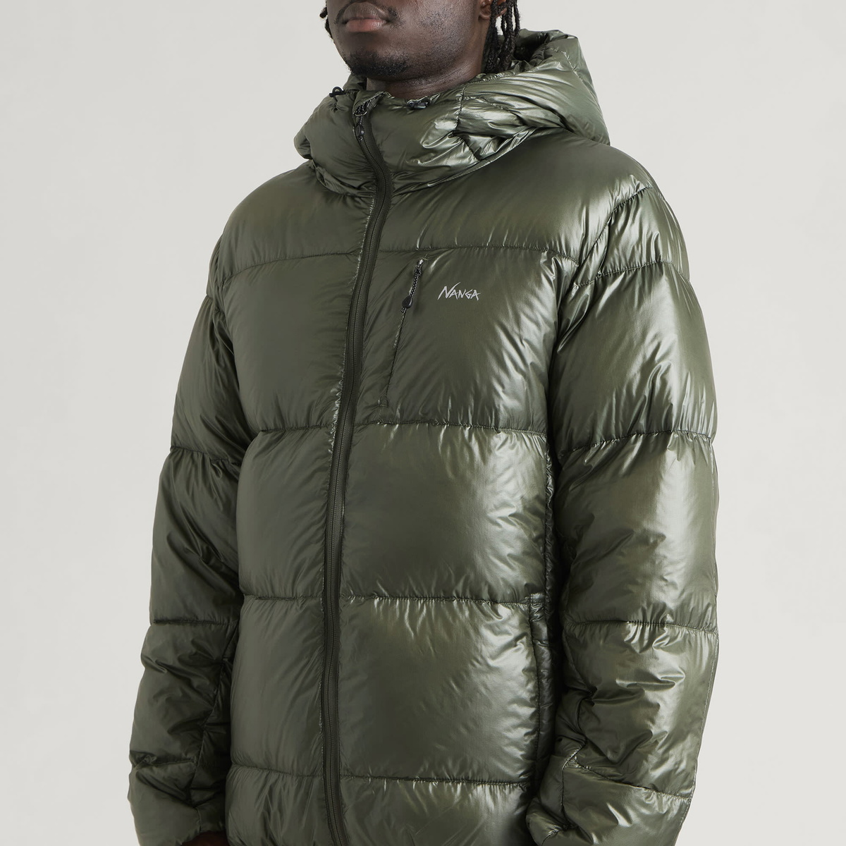 NANGA Men's Mountain Trip Hooded Down Jacket in Khaki
