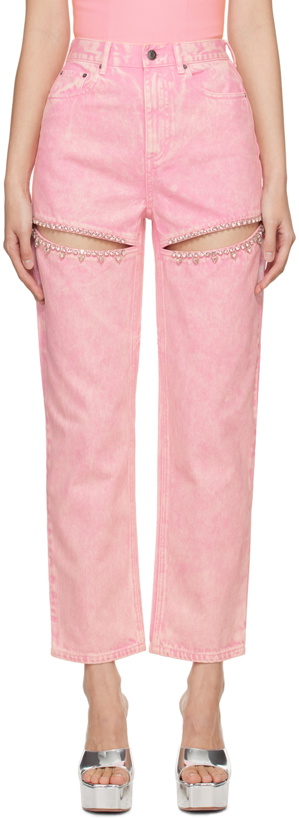 Photo: AREA Pink Crystal Slit Jeans