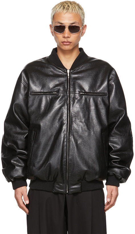 Photo: LU'U DAN SSENSE Exclusive Reversible Black Faux-Leather 80's Hong Kong Jacket